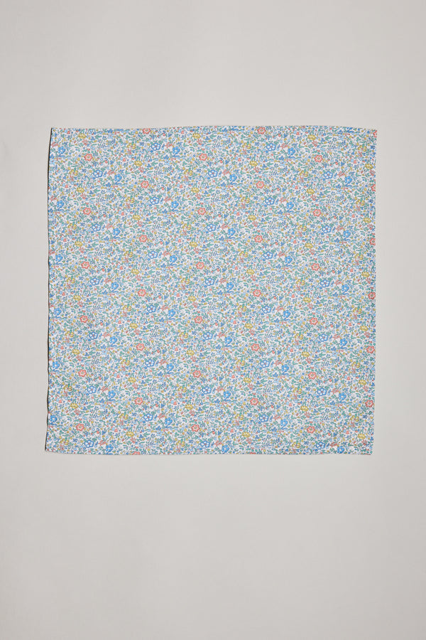 Katie and Millie Liberty Pocket Square in Tana Lawn cotton with a colorful floral design.