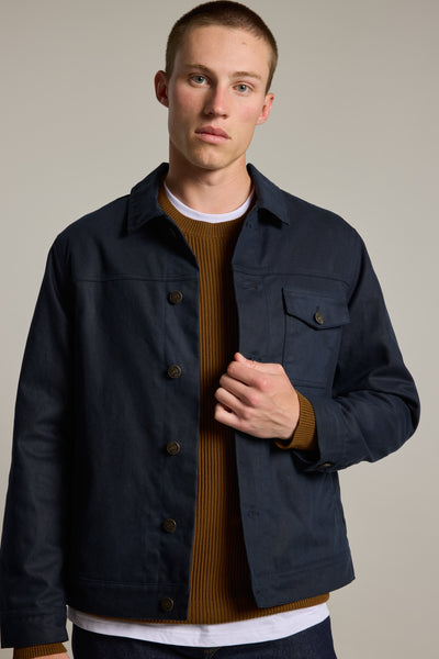 Barkers Benson Waxed Cotton Jacket in dark navy