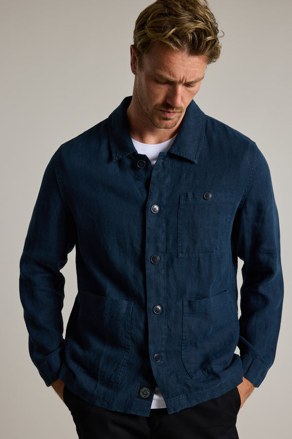 Barkers Forelle Linen Overshirt Jacket in dark blue, additional view
