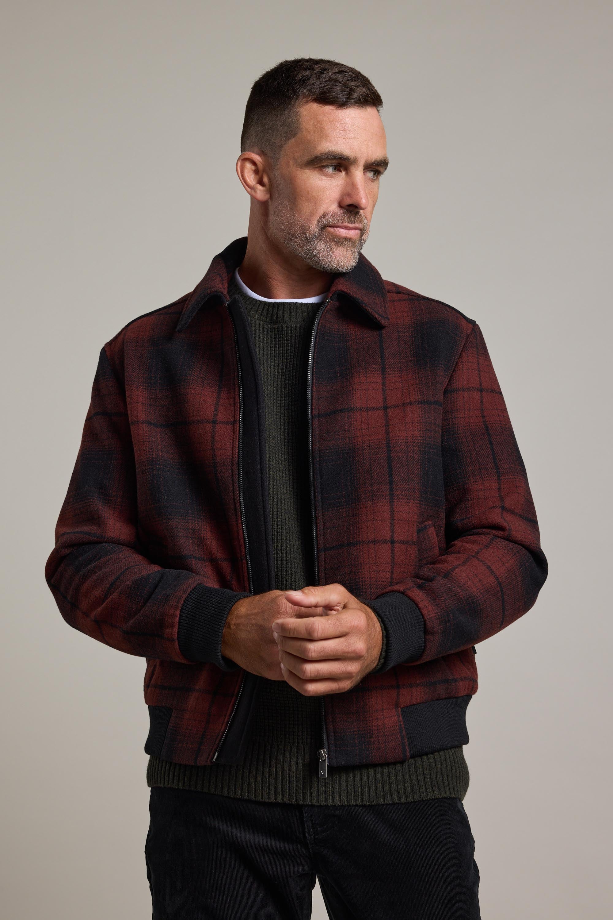 Barkers Jeffery Wool Bomber in rust, wool
