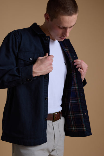 Barkers Gifford Herringbone Jacket in navy, cotton