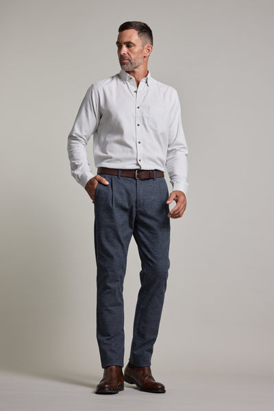 Barkers Newman Cotton Pant in navy check, relaxed fit