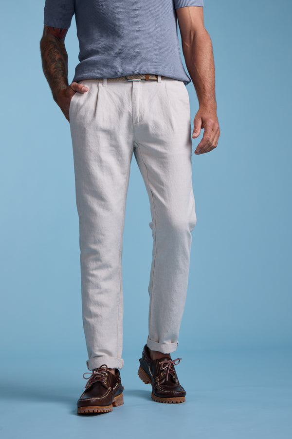 Barkers Newman Linen Pant in bone, relaxed fit, alternate view
