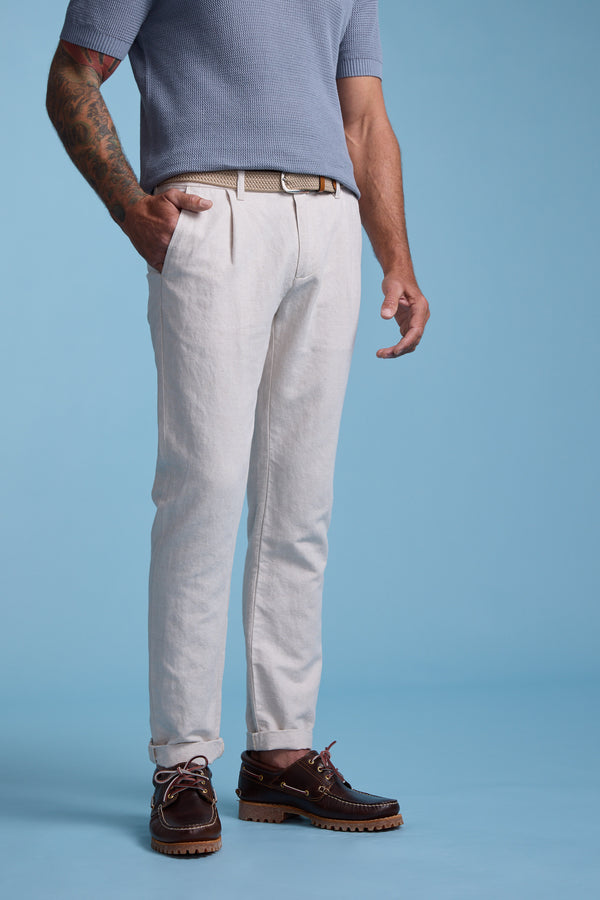 Barkers Newman Linen Pant in bone, relaxed fit, additional view