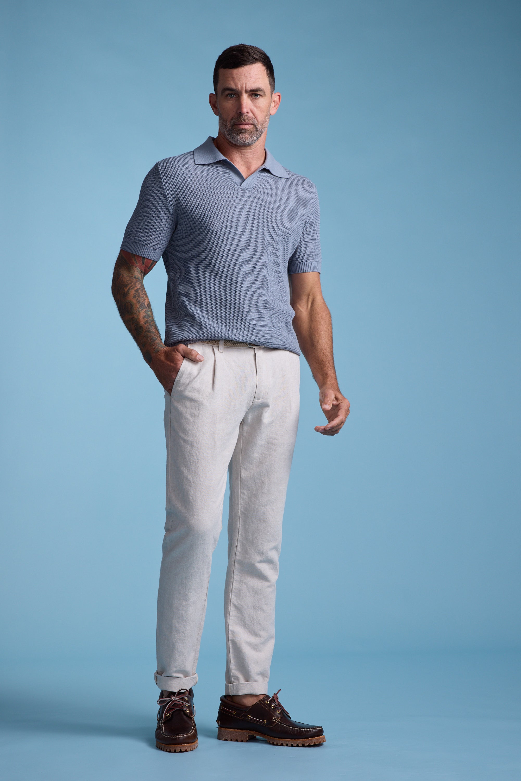 Barkers Newman Linen Pant in bone, relaxed fit