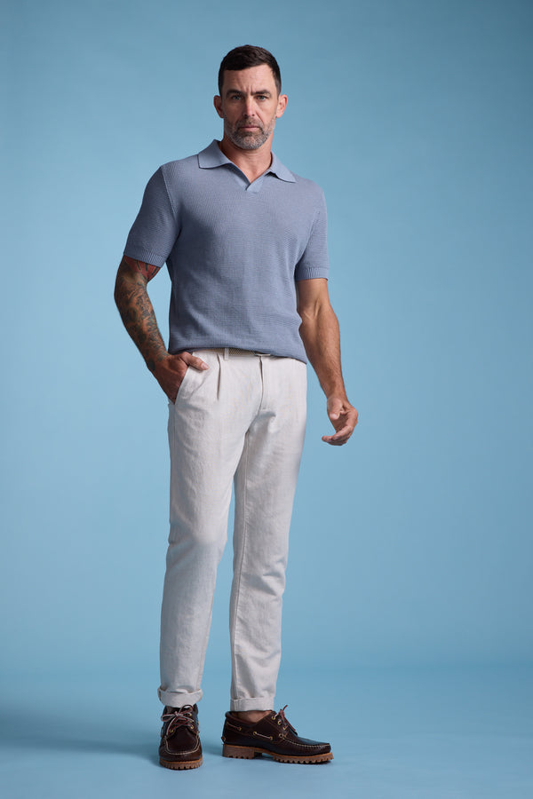 Barkers Newman Linen Pant in bone, relaxed fit