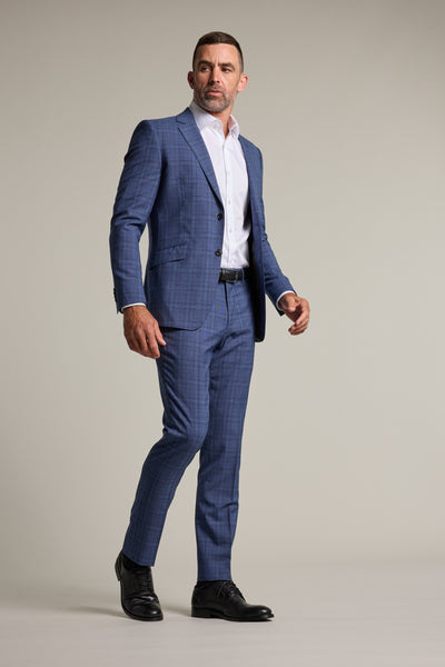 Barkers Hanson Check Suit Trouser in blue, wool