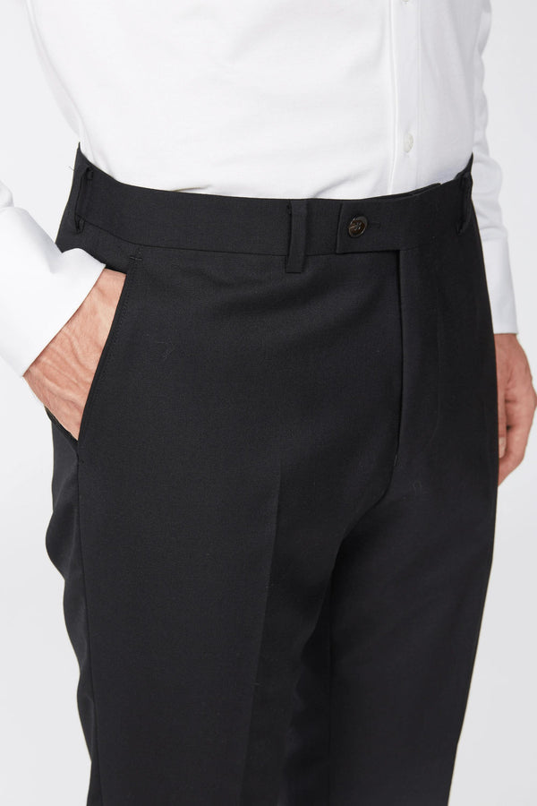 Barkers Bayswater Trouser in black, modern fit, flat lay