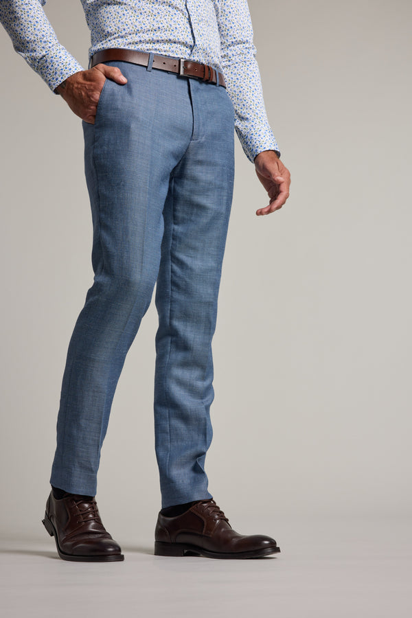 Barkers Garcia Linen Suit Trouser in blue, tapered fit, additional view