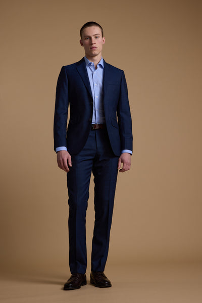 Barkers Wilkin Texture Suit Trouser in navy, merino wool