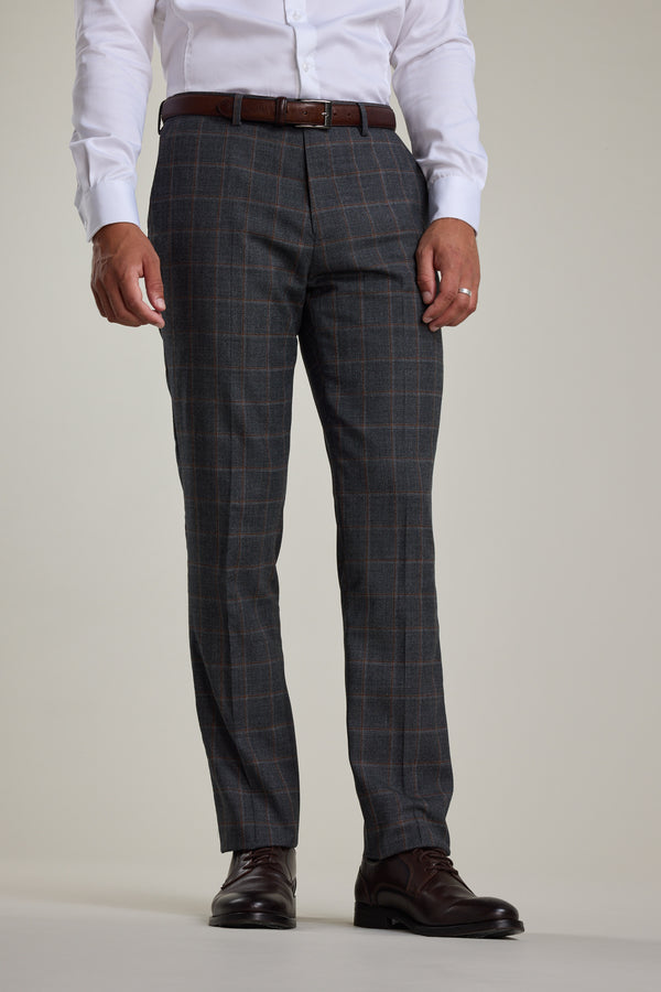 Barkers Lewood Check Suit Trouser in charcoal, merino wool, additional view