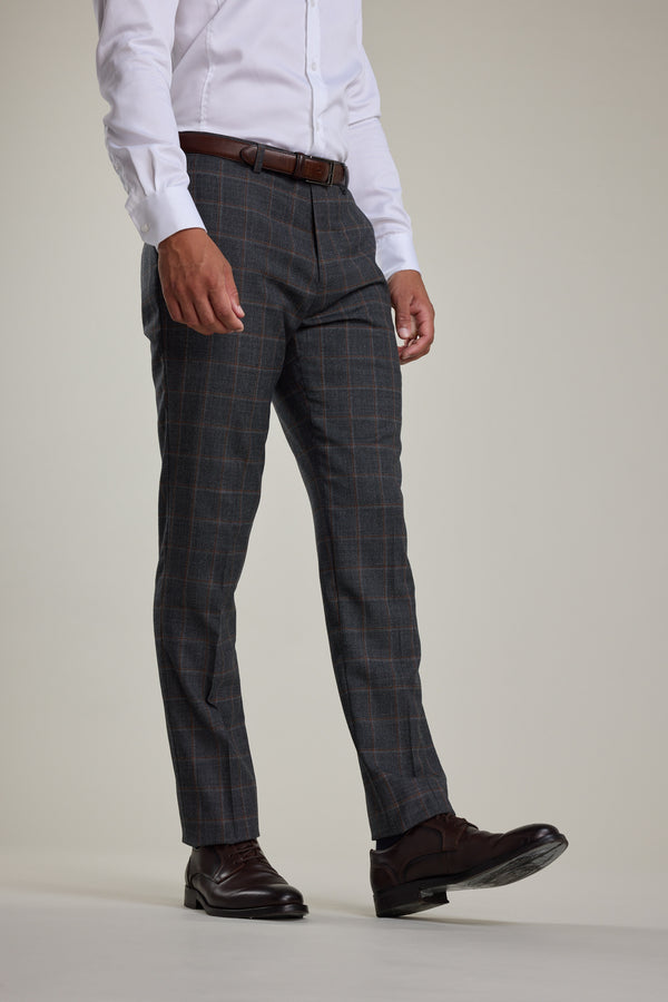 Barkers Lewood Check Suit Trouser in charcoal, merino wool, additional view
