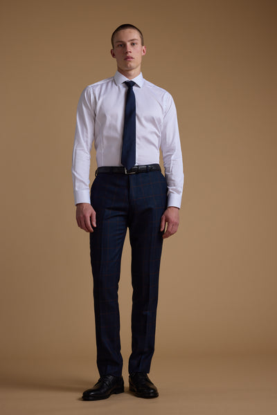 Barkers Exton Check Suit Trouser in navy/rust