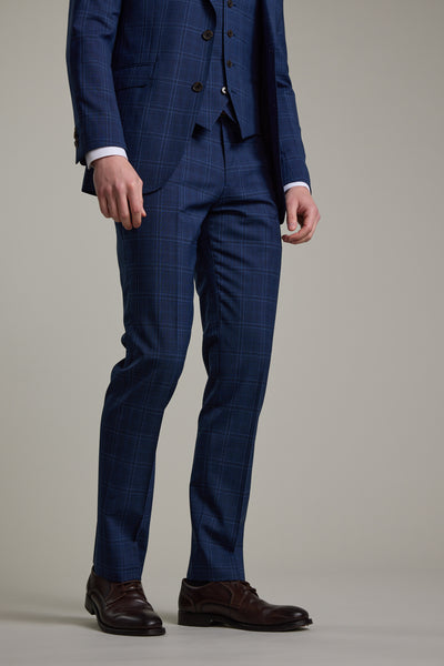 Barkers Leonard Check Suit Trouser in blue check, tailored fit