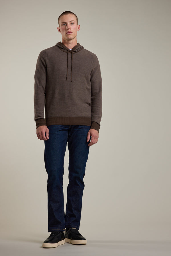 Barkers Roxbury Merino Hoody in chocolate, merino, additional view