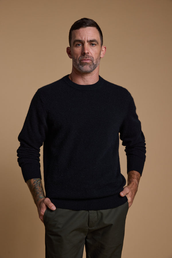 Woolyarns Perino NZ Made Perino Crew in black, additional view