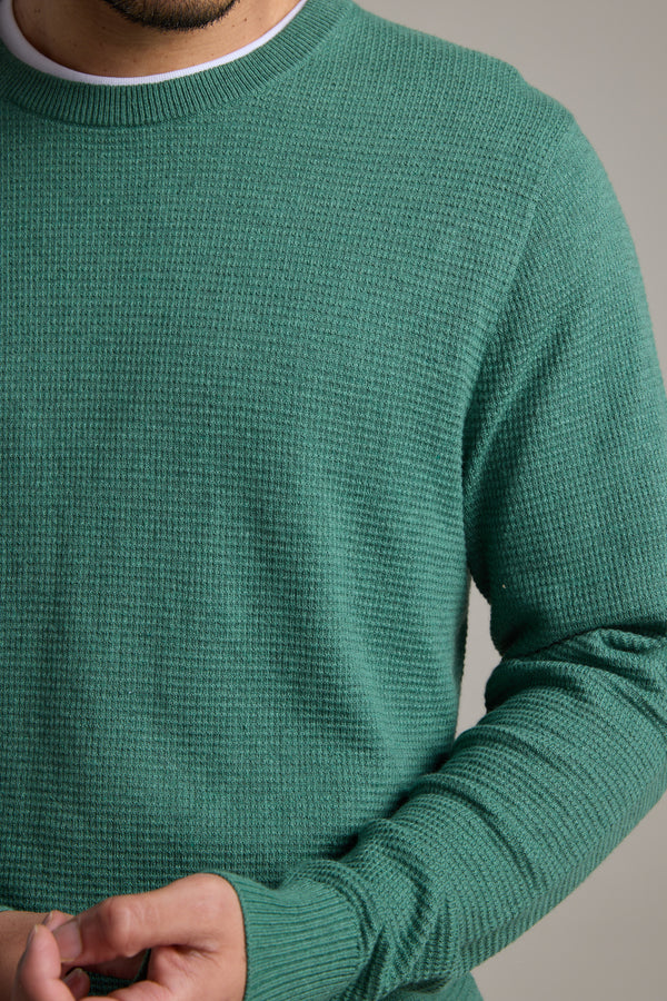 Barkers Dunes Texture Crew in green, additional view