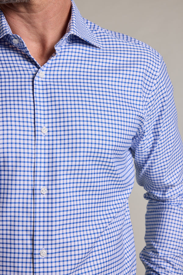 Barkers Acer Business Shirt in navy check, tailored fit, alternate view