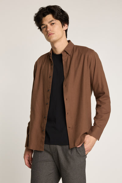 Barkers Renick Twill Shirt in brown, classic fit
