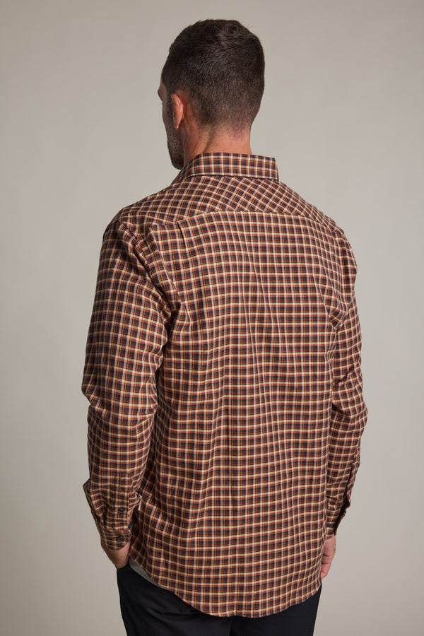 Barkers Augusta Check Shirt in brown check, tailored fit, additional view