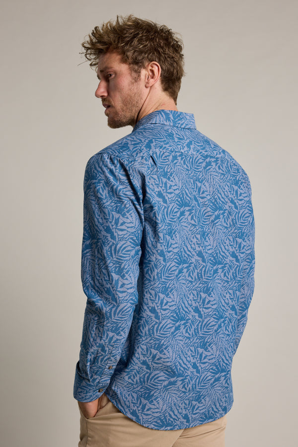 Barkers Arran Print Shirt in chambray, slim fit, additional view