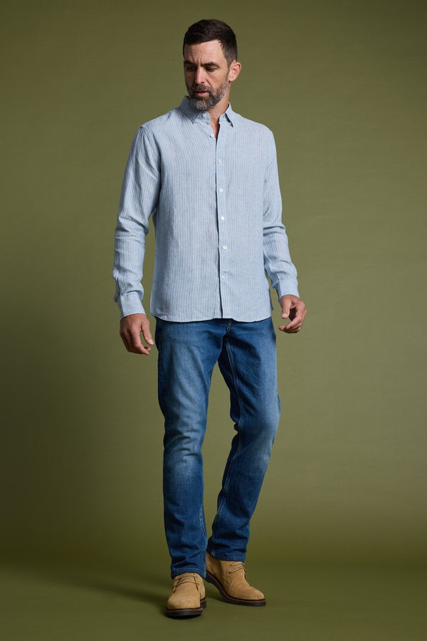 Barkers Waterford Shirt in blue stripe, tailored fit, additional view