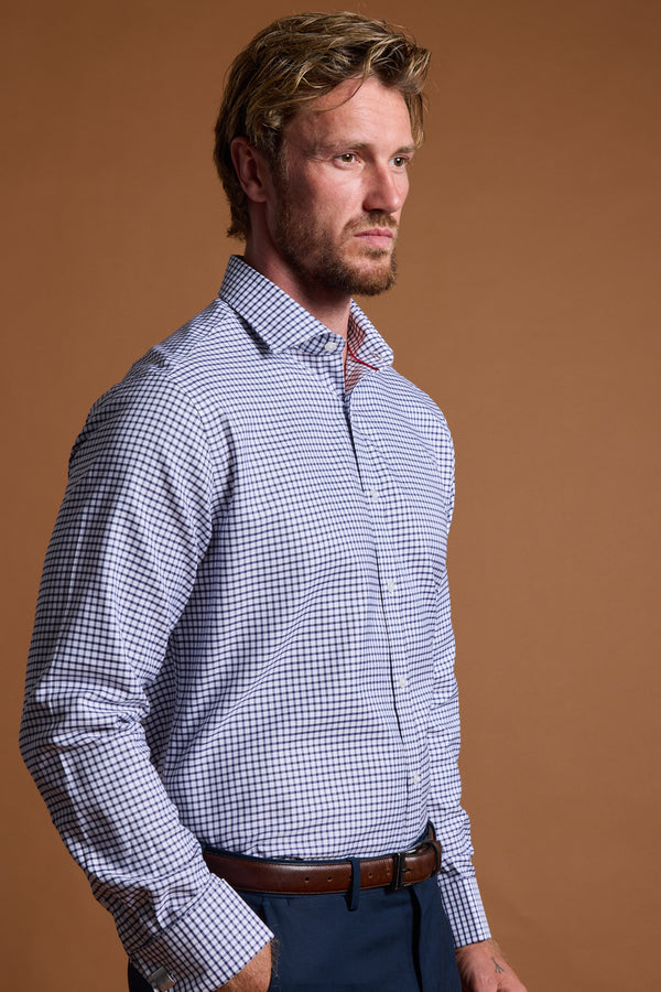Barkers Enright French Cuff Business Shirt in navy, classic fit, additional view