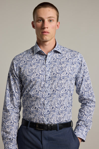 Barkers Buckman Print Business Shirt in white, tailored fit
