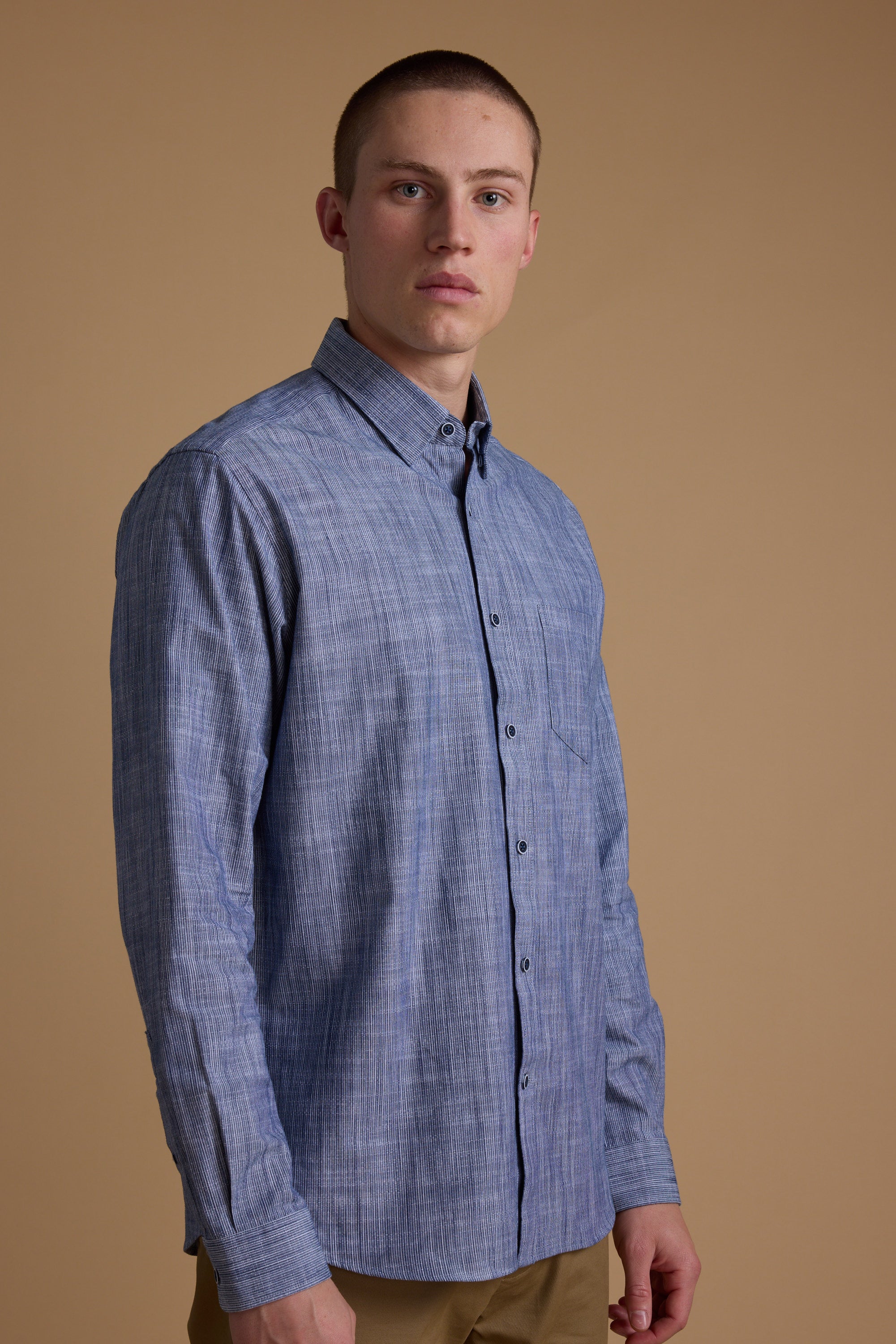 Barkers Blaine Stripe Shirt in blue/white, classic fit