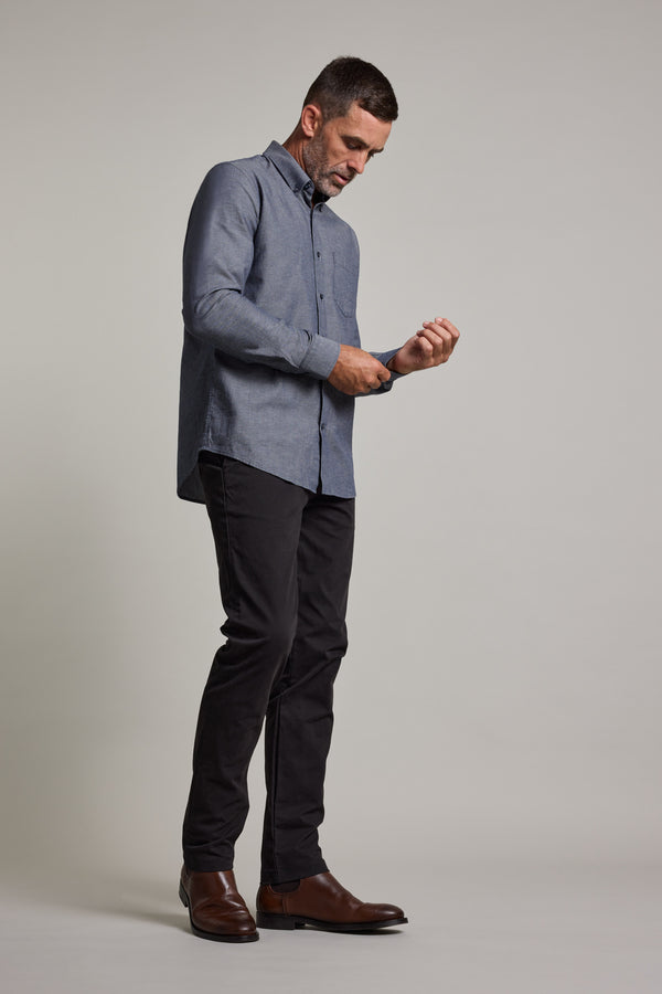 Barkers Tyson Texture Shirt in navy, tailored fit, additional view