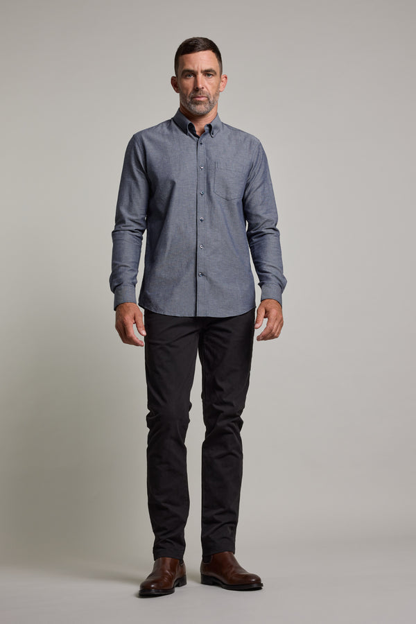 Barkers Tyson Texture Shirt in navy, tailored fit, alternate view