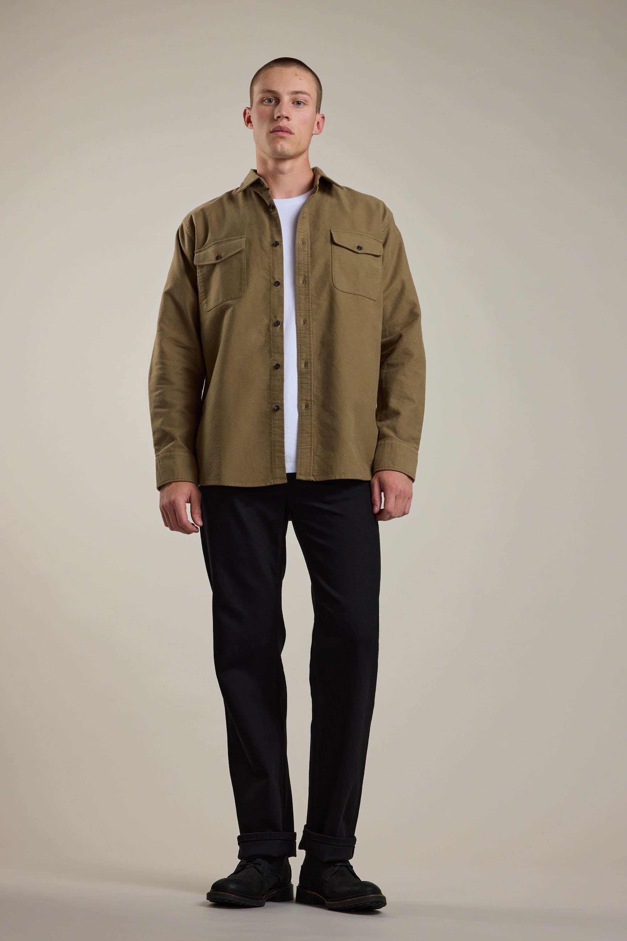 Barkers Tayler Moleskin Overshirt in olive
