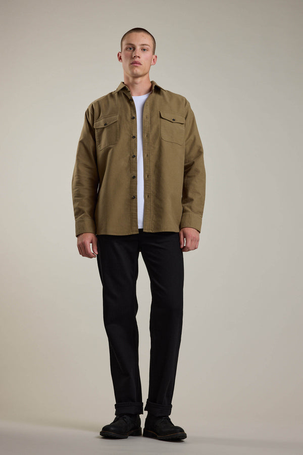 Barkers Tayler Moleskin Overshirt in olive