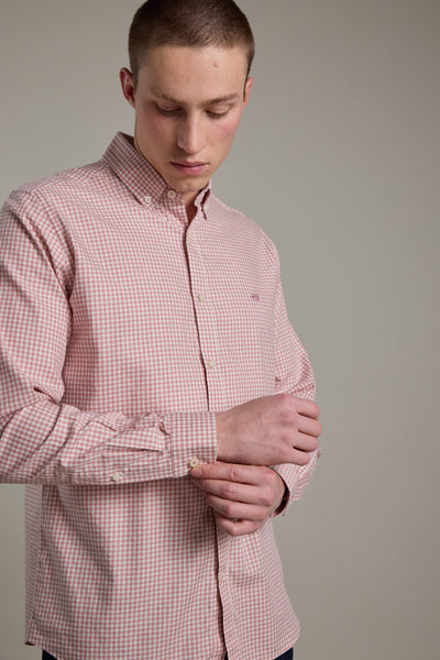 Barkers Courtland Check Shirt in pink check, classic fit