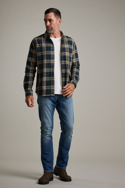 Barkers Brennan Check Overshirt in navy, cotton