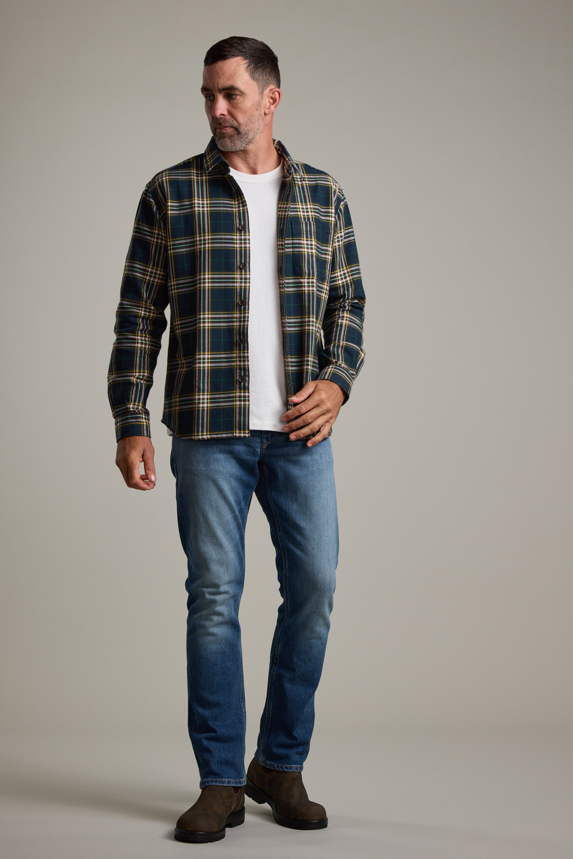 Barkers Brennan Check Overshirt in navy, cotton