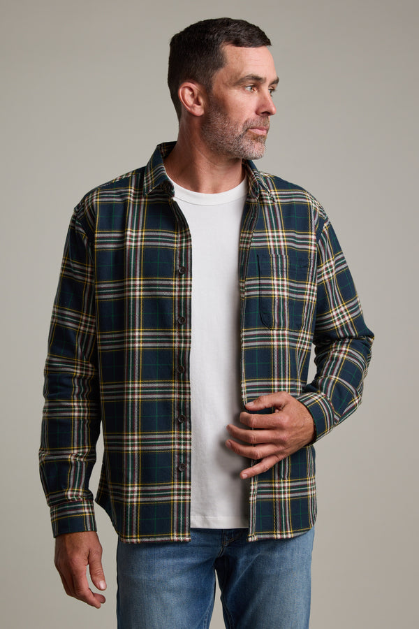 Barkers Brennan Check Overshirt in navy, cotton, additional view
