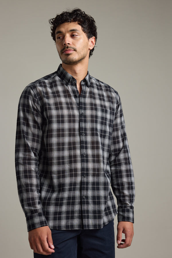 Barkers Carter Check Shirt in black/white, classic fit, alternate view