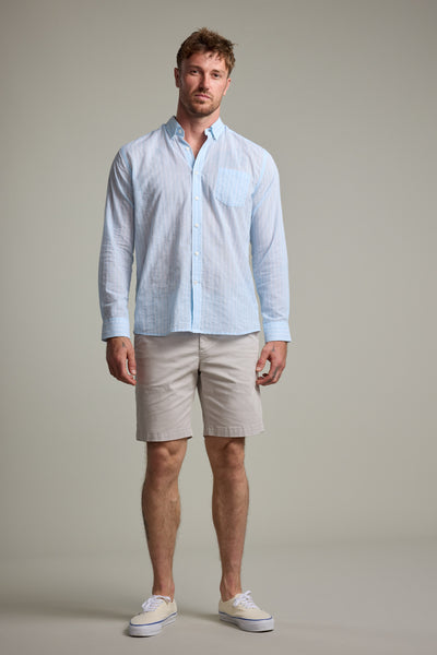 Barkers Russell Stripe Shirt in blue/white, classic fit
