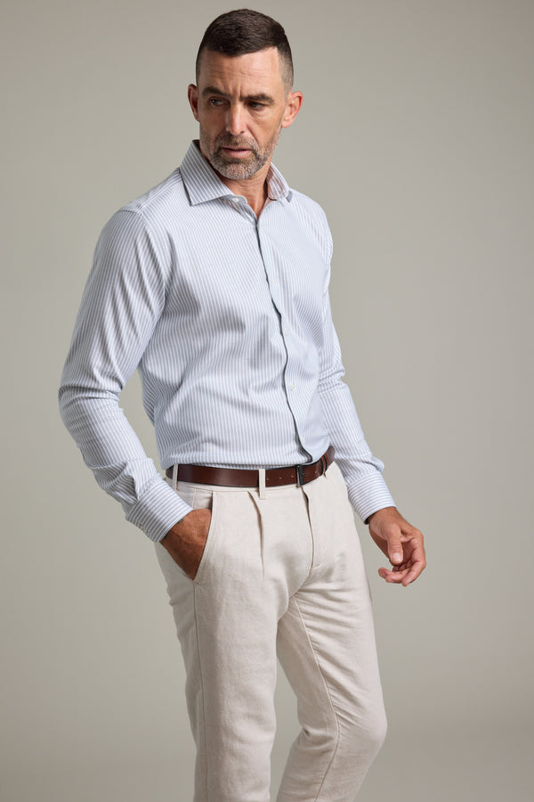 Barkers Clarke Stripe Business Shirt in green/white, tailored fit, additional view