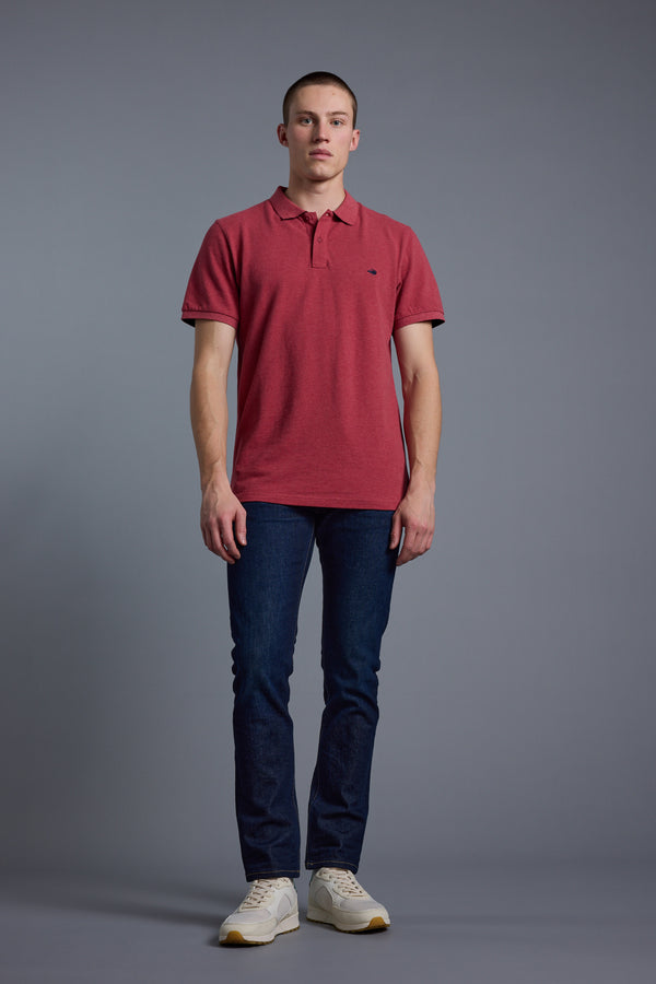 Barkers Regent Pique Polo in berry marl, regular fit, alternate view