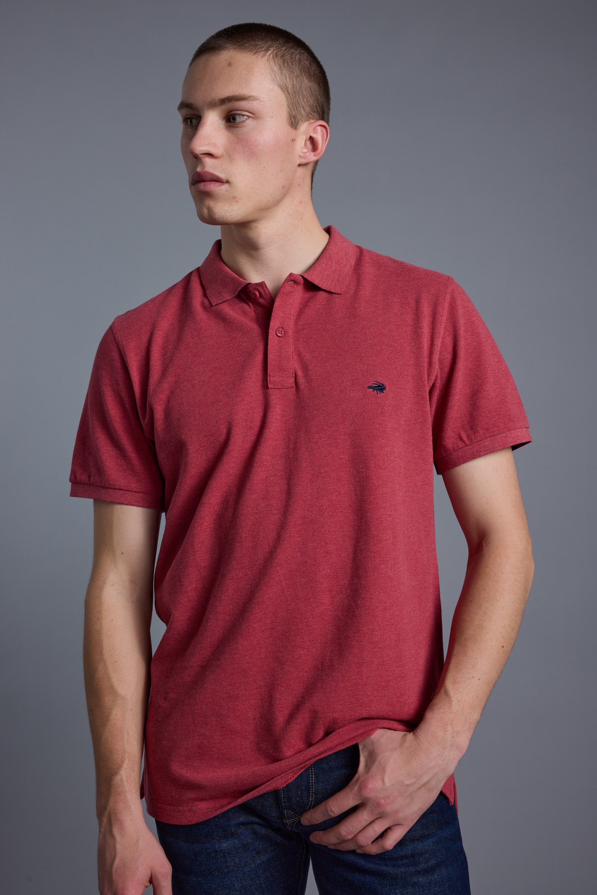 Barkers Regent Pique Polo in berry marl, regular fit