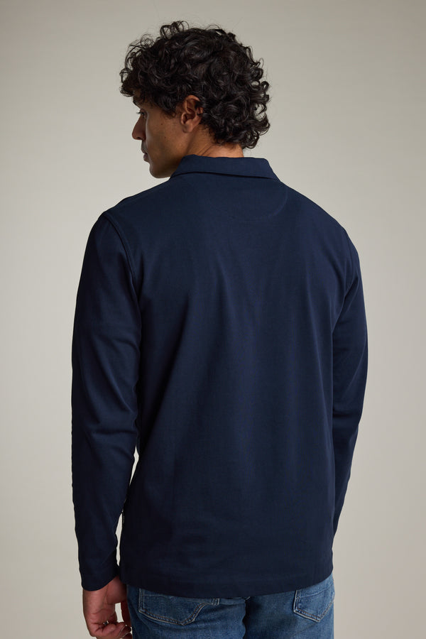 Barkers Austin Long Sleeve Polo in navy, cotton, additional view