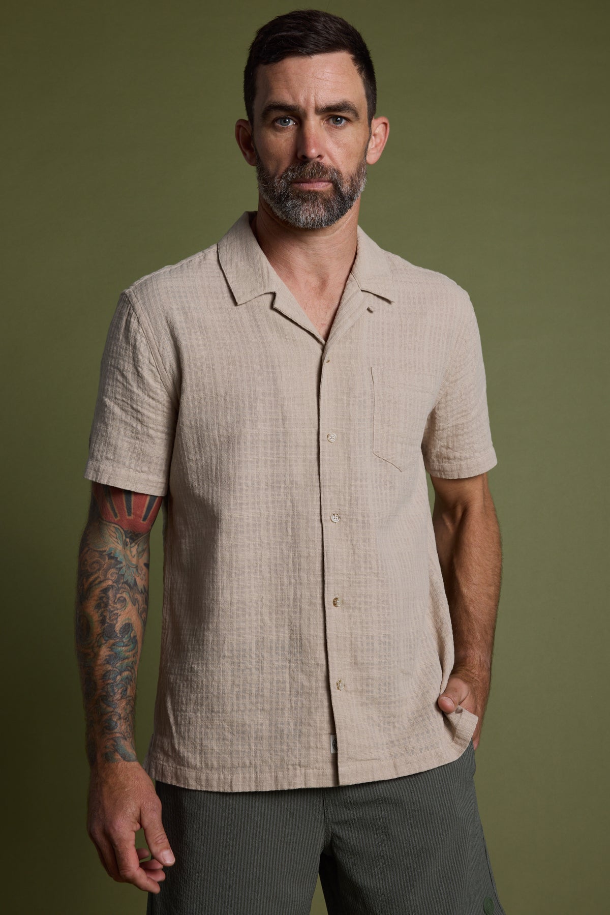 Barkers Monty Cotton Cuban Shirt in natural