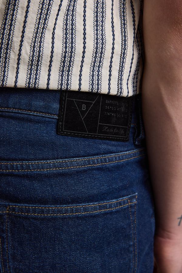 Barkers Rover Denim Short in dark indigo, relaxed fit, additional view
