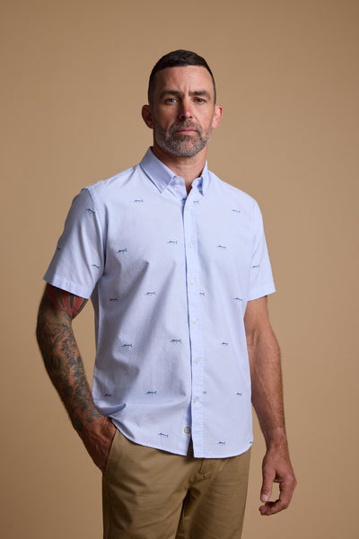 Barkers Marlin Stripe Shirt in blue/white, classic fit