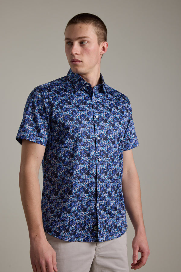 Barkers Lawson Print Shirt in navy, cotton, additional view