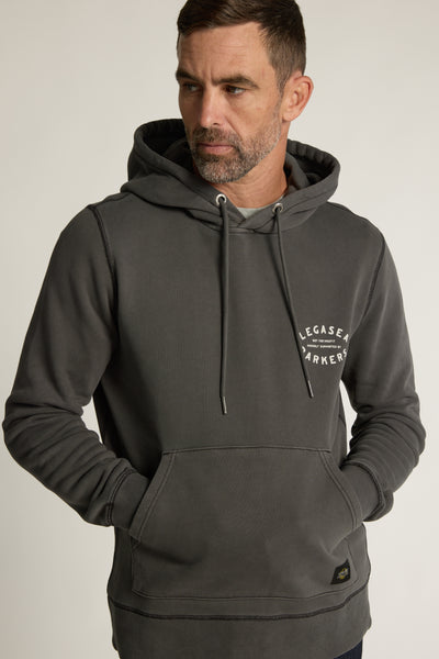 Legasea Supporter Hoodie in washed black, relaxed fit