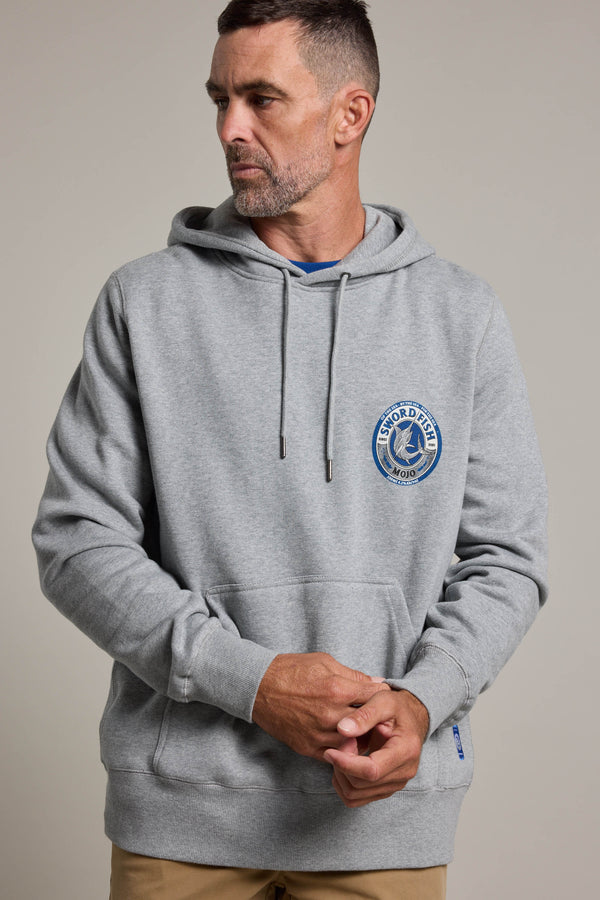 Swordfish Mojo Logo Hoody in grey marl, relaxed fit, additional view