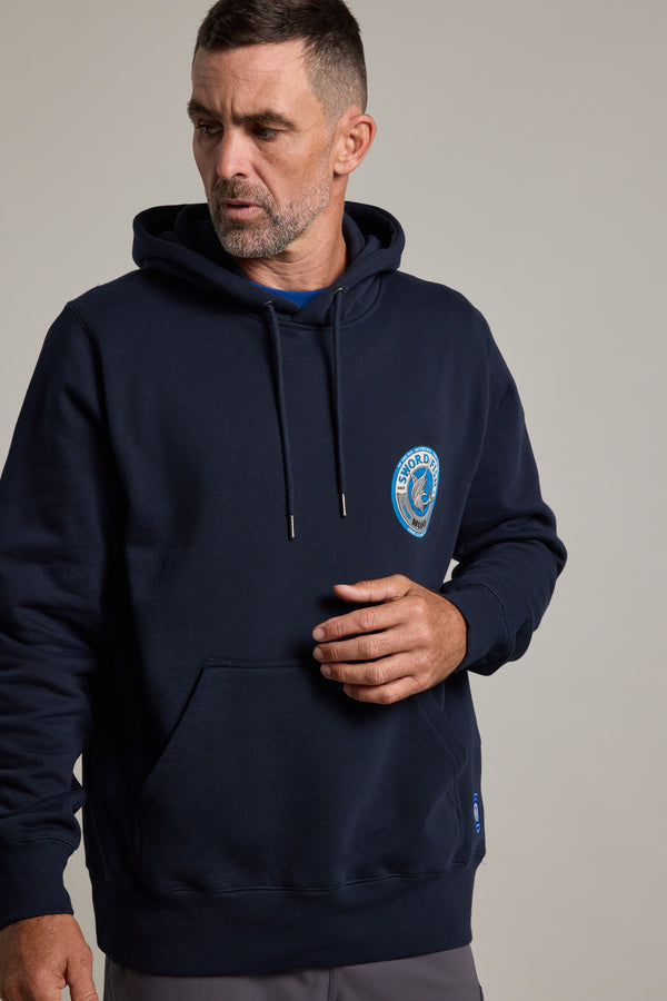 Swordfish Mojo Logo Hoody in navy, relaxed fit, additional view